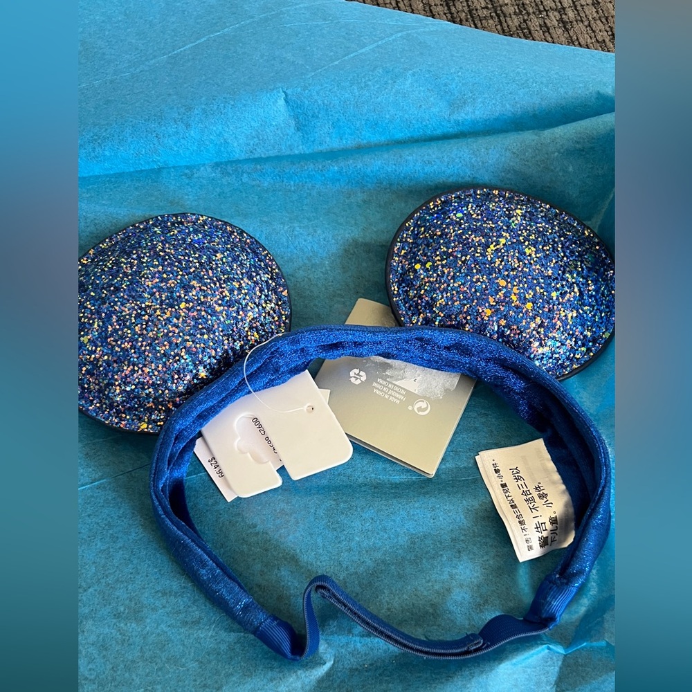 Disney Blue Glitter Mouse Ear Headband